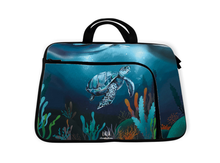 Housse pour ordinateur Tortue (Lala Illustratrice)