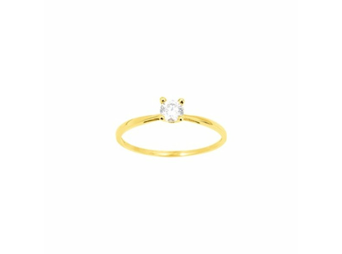 Solitaire en or jaune et oxyde de zirconium