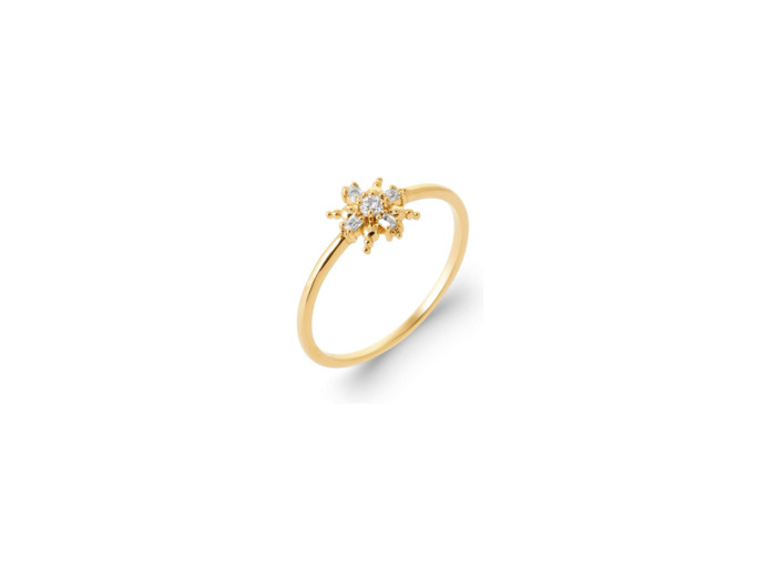 Bague en plaqué or et oxydes de zirconium