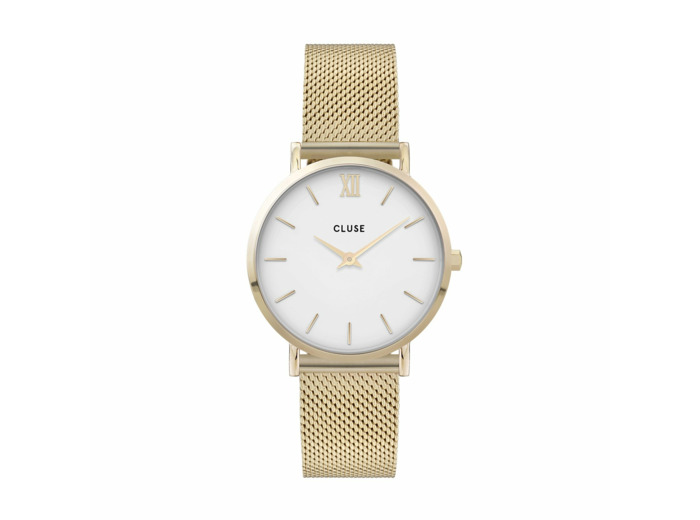 Montre Cluse Minuit Mesh, Gold, White/Gold