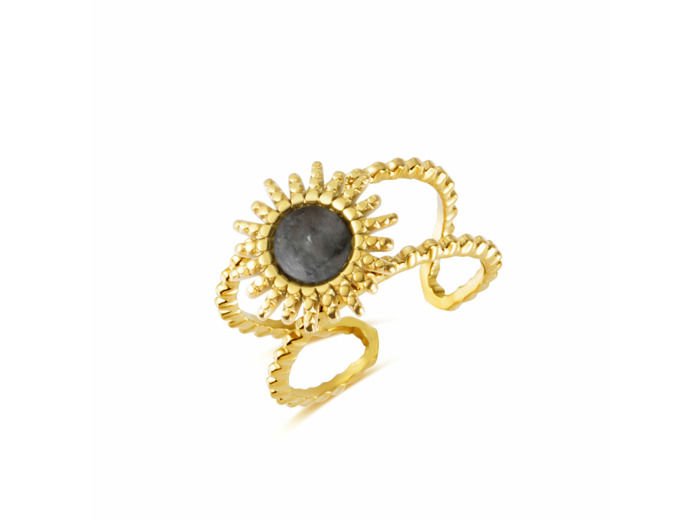 SUNLIGHT BAGUE ACIER OR LABRADORITE