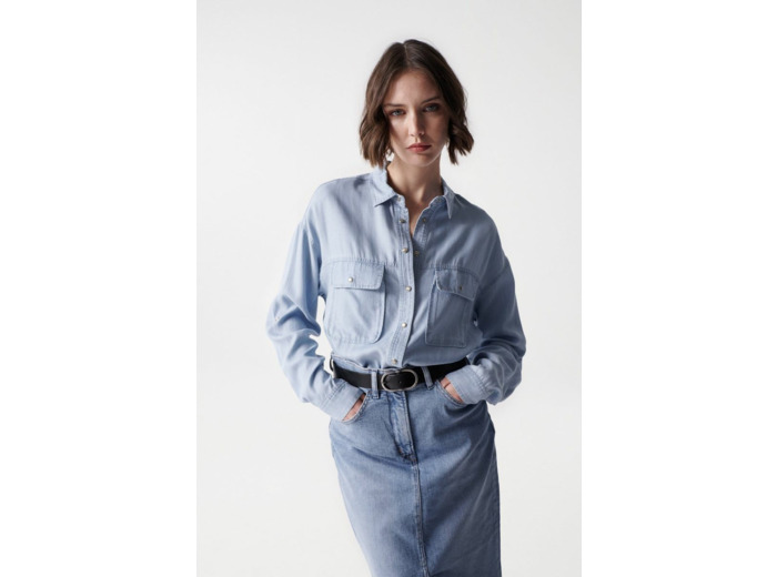CHEMISE LOOSE LIGHTDENIM À BOUTONS