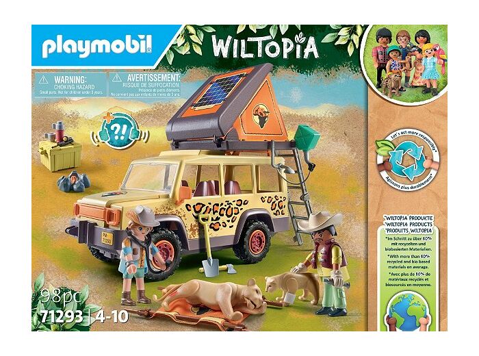 PLAYMOBIL 71293 Explorateurs avec véhicule tout terrain - Découvrir les animaux et leur environnement- Wiltopia avec plus de 80% de matériaux recyclé