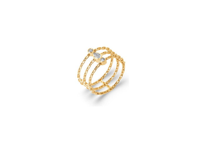 Bague en plaqué or et oxydes de zirconium