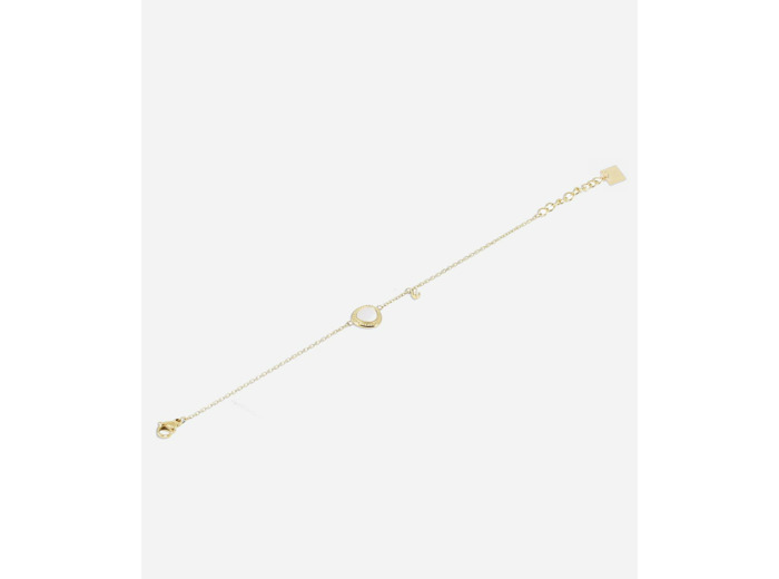 Bracelet Zag en acier doré, nacre et oxyde de zirconium