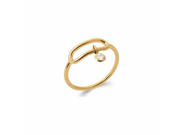 Bague en plaqué or et oxydes de zirconium