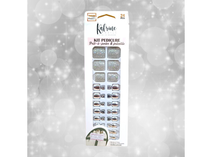 PRESS ON NAILS PEDICURE- SILVER MIRROR EFFECT