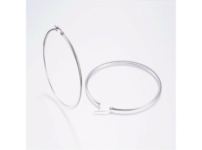 Créole ronde aplatie classique acier inoxydable 64mm