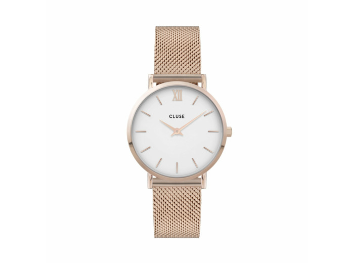 Montre Cluse Minuit Mesh, Rose Gold, White/Rose Gold