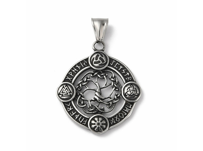 Pendentif rune et arbre de vie nordique