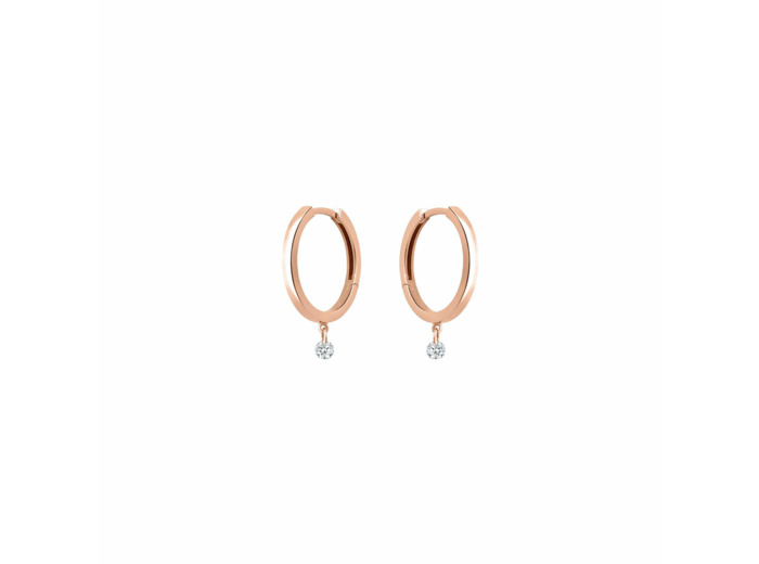 Créoles La Brune & La Blonde 360° en or rose et diamants 0,14ct