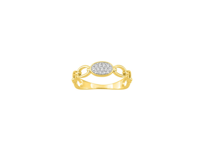 Bague en or jaune, rhodium et oxydes de zirconium