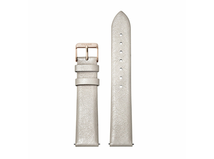 Bracelet de montre Cluse en cuir Warm White Metallic/Rose Gold, 18mm