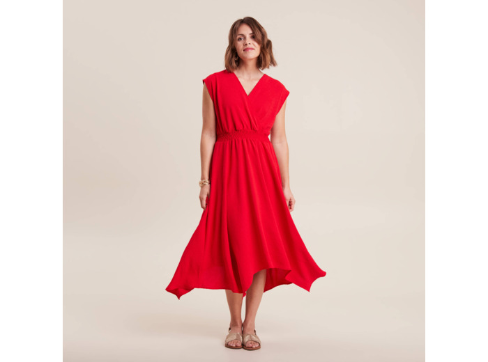 Robe évasée taille smockée