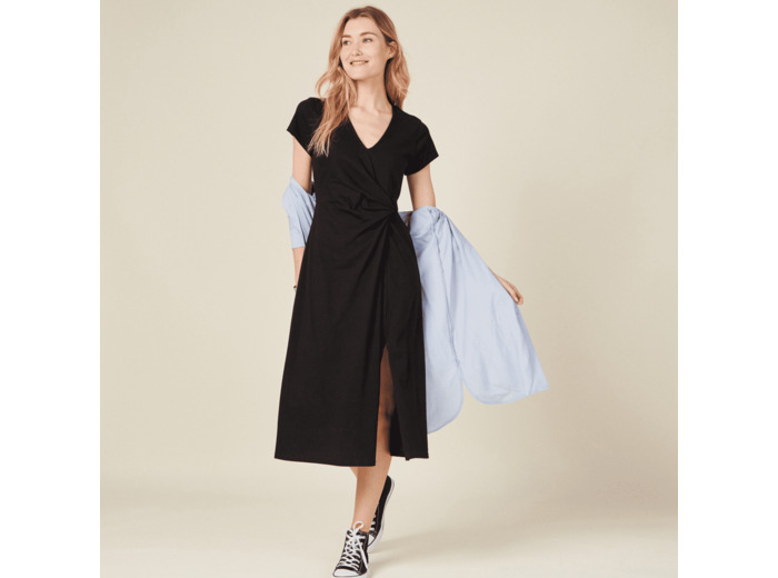 Robe midi droite drapée