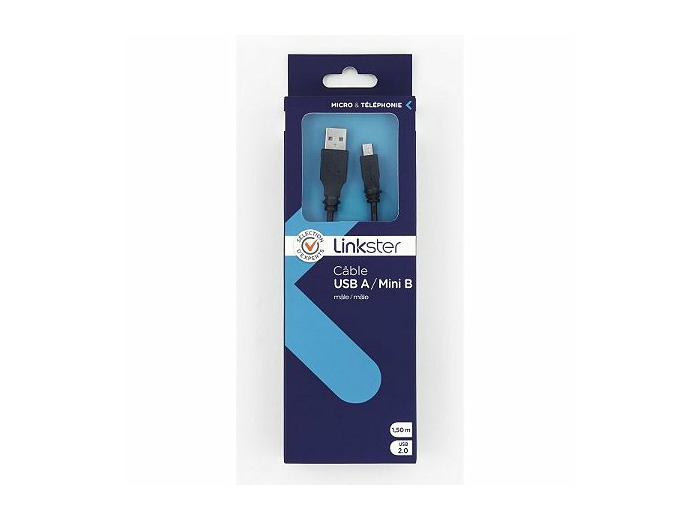 Câble usb a mâle/mini b mâle 2.0 1,50m