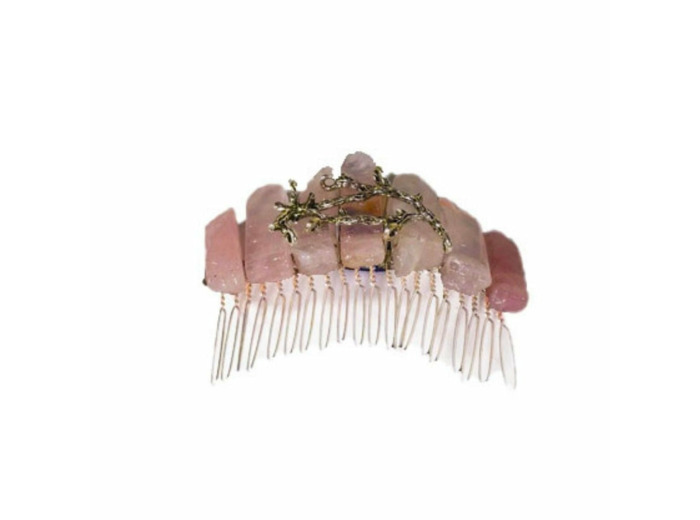 Peigne à Chignon en Quartz Rose