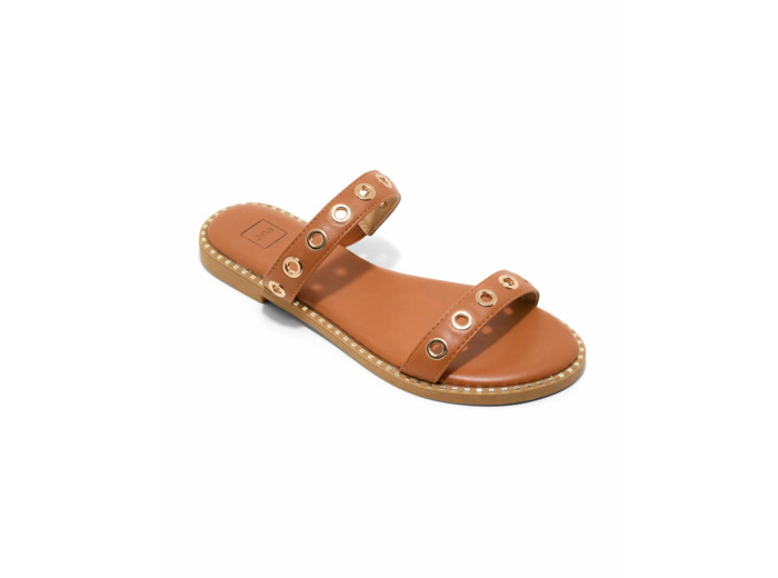 Mule plate femme cognac