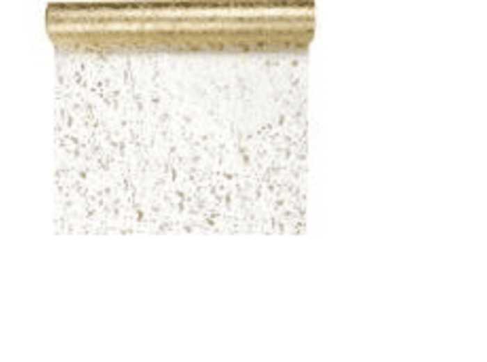 CHEMIN DE TABLE EN TULLE FEUILLES D'OR