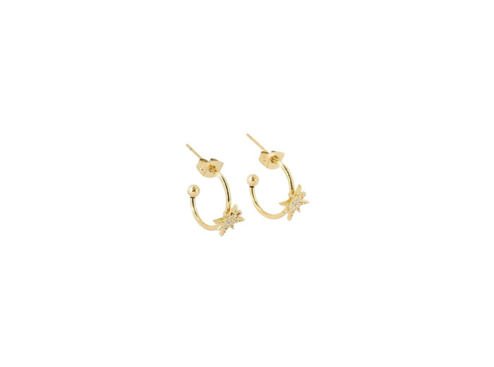 Boucles d'oreilles créoles ZAG Copernic en acier doré et oxydes de zirconium