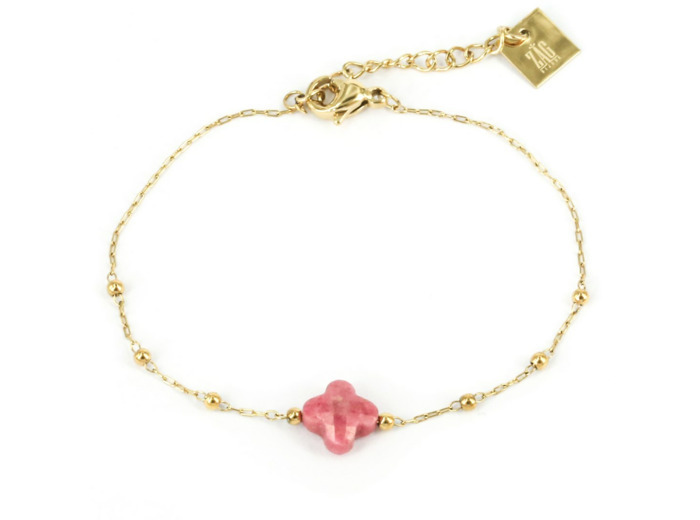 Bracelet ZAG en acier doré et rhodonite