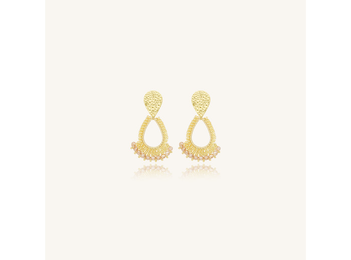 Boucles d'oreilles Sàntibé Bijoux Mini Rio dorées à l'or fin et perles