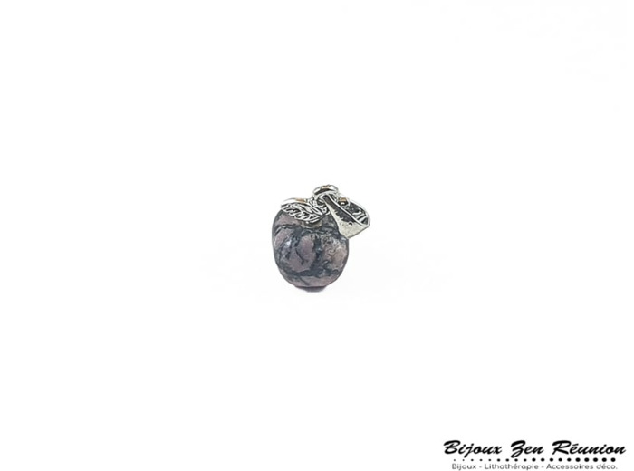Pendentif pomme en rhodonite