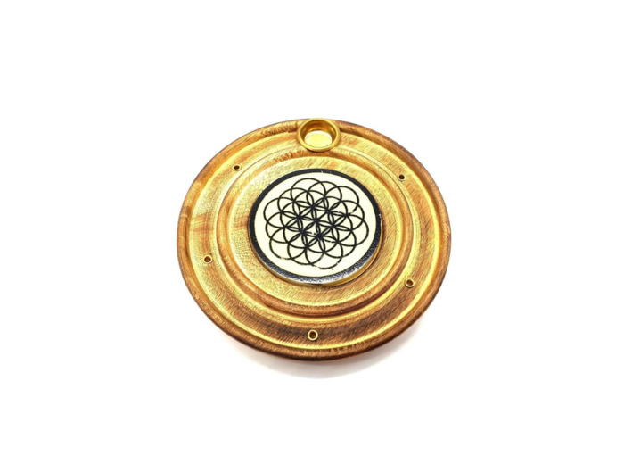 Porte-Encens Bois Rond Graine de Vie 10cm