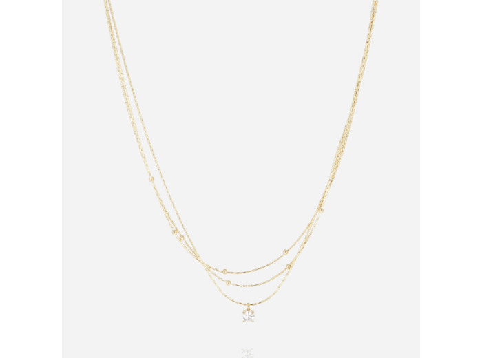 Collier ZAG en acier doré et oxydes de zirconium