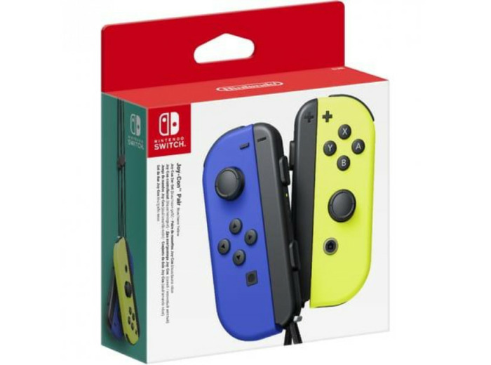 Paire de manettes joy-con nintendo switch bleu et jaune néon