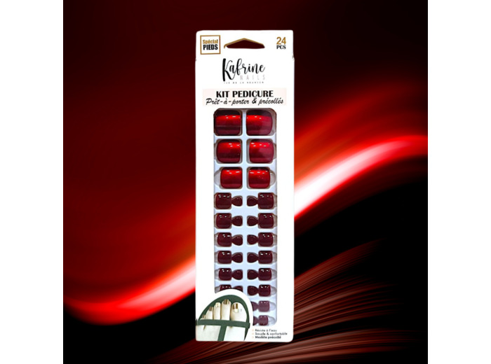 PRESS ON NAILS PEDICURE- RED REFLECTION