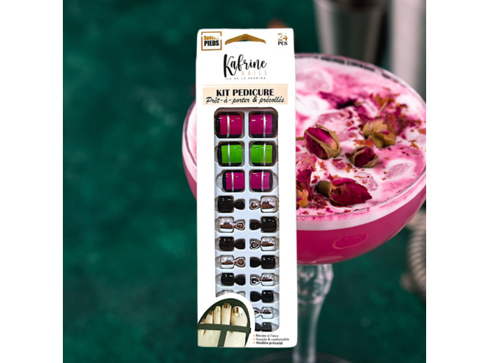 PRESS ON NAILS PEDICURE- PINKY BLACK