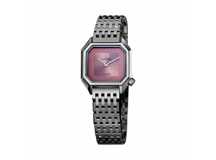 Montre March LA.B Lady Mansart Electrique 26 mm - Rose - Acier Poli Brossé 9 Maillons