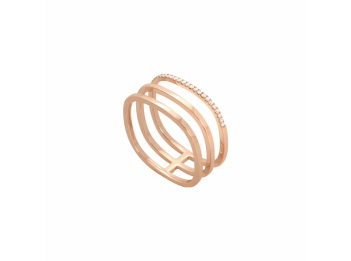 Bague Vanrycke Charlie en or rose et pavée de diamants