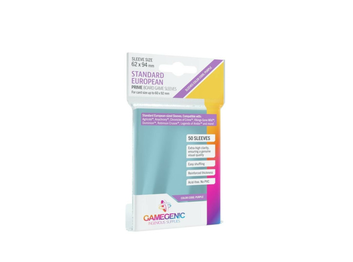 Gamegenic - 50 Prime Sleeves Standard Européen - 62x94