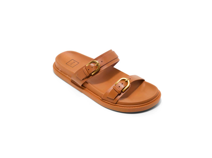 Mule plate femme cognac