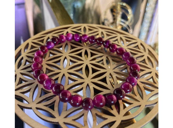Bracelet œil de tigre rose