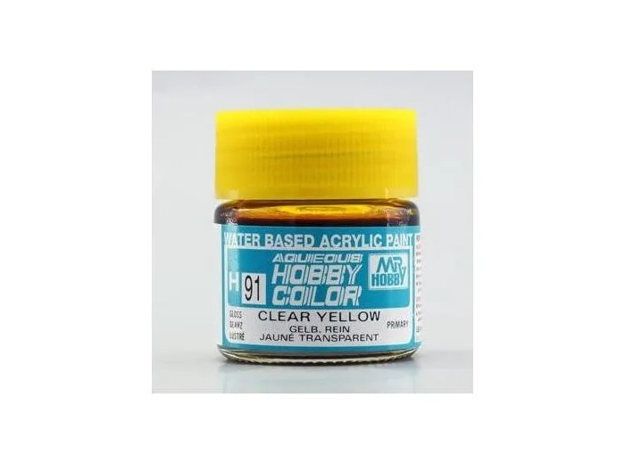 PEINTURE MAQUETTE MR HOBBY H091 JAUNE TRANSPARENT BRILLANT 10ML