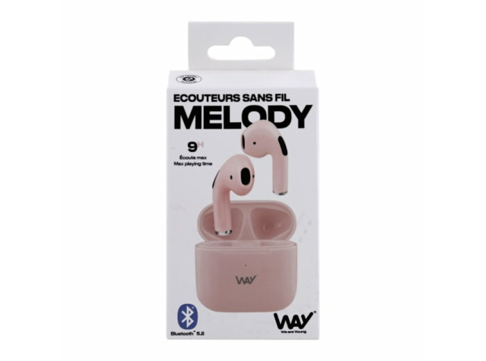 Écouteurs tws melody 2 avec boîtier de charge rose