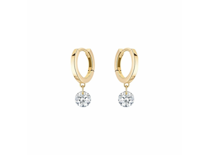Boucles d'oreilles créoles La Brune & La Blonde 360° en or jaune et diamants de 0.14ct