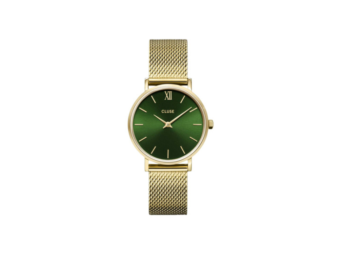 Montre Cluse Minuit Mesh, Green, Gold Colour