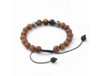 Bracelet œil de tigre, hématite et perle de bois de wengé