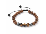 Bracelet œil de tigre, hématite et perle de bois de wengé