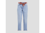 Jeans mom ceinture foulard