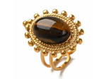 Bague Oeil de tigre forme ovale à plateau