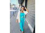 Pantalon fluide bleu turquoise 974