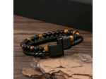 Bracelet homme œil de taureau et Onyx