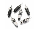 Pendentif pointu à double terminaison en jaspe zébre naturel
