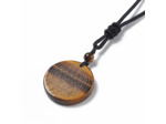 Collier œil de tigre avec fleur de vie gravé sur cordon