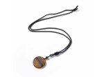 Collier œil de tigre avec fleur de vie gravé sur cordon